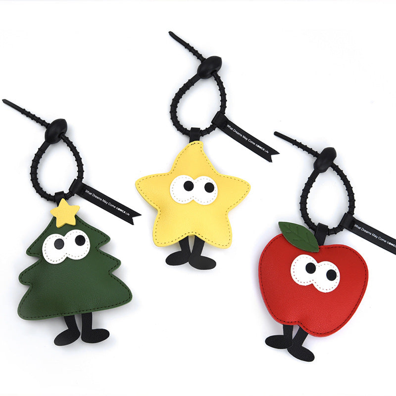 Wholesale Christmas Tree Keychain PU Leather Cartoon Pendant Gift