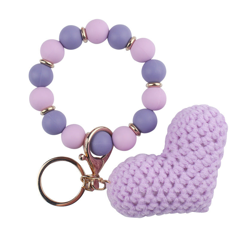 Wholesale Cartoon Love Wool Silicone Beaded Wrist Keychain ACC-KC-GuangTian050