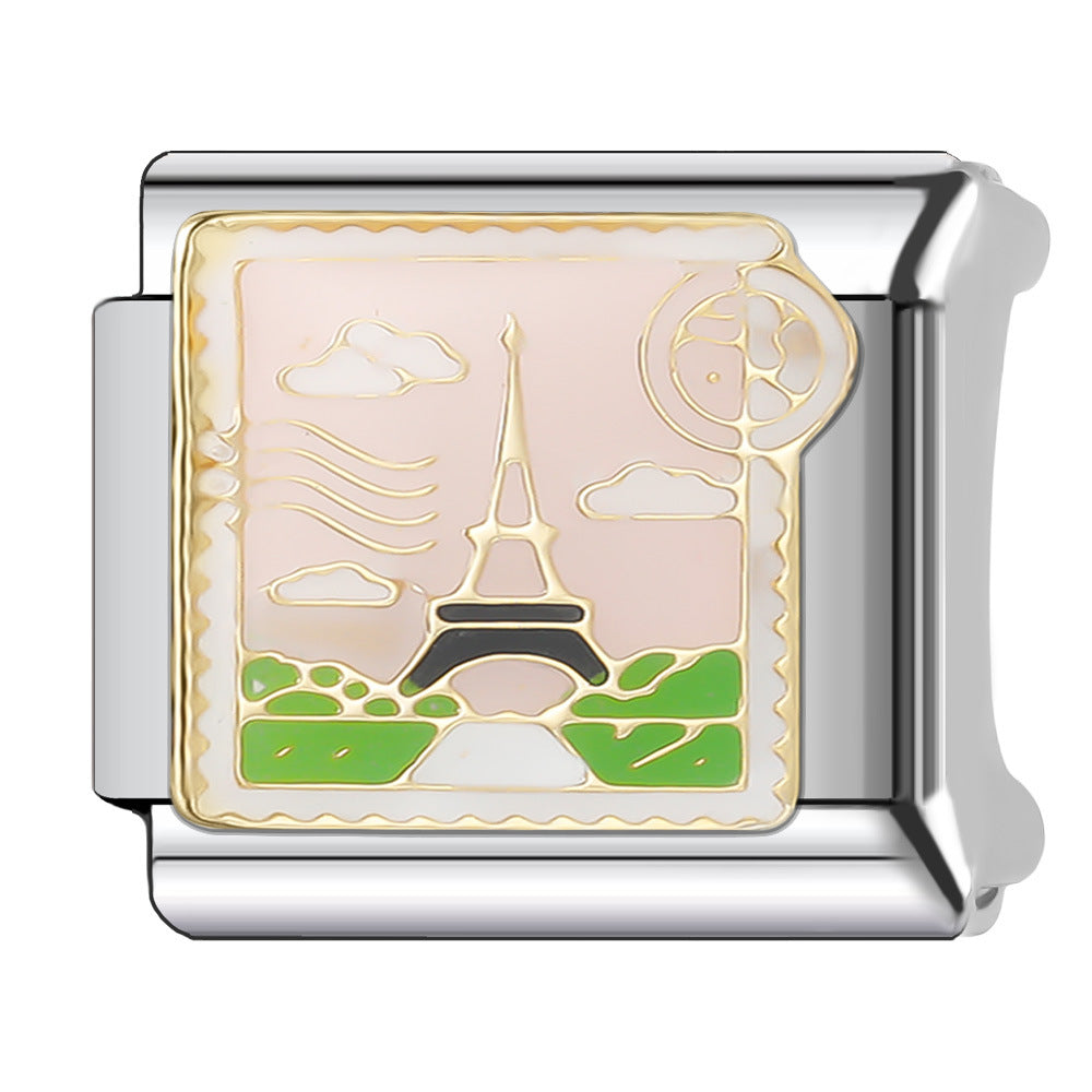 Wholesale Italian Charm Bracelet 9mm DIY Splicing Creative Pattern Stainless Steel Composable Bracelet