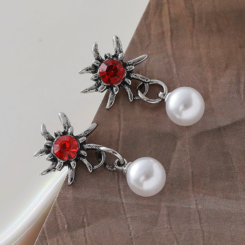 Wholesale Alloy Flower Earrings Edelweiss Pearl Studs Trendy Party Jewelry for Women