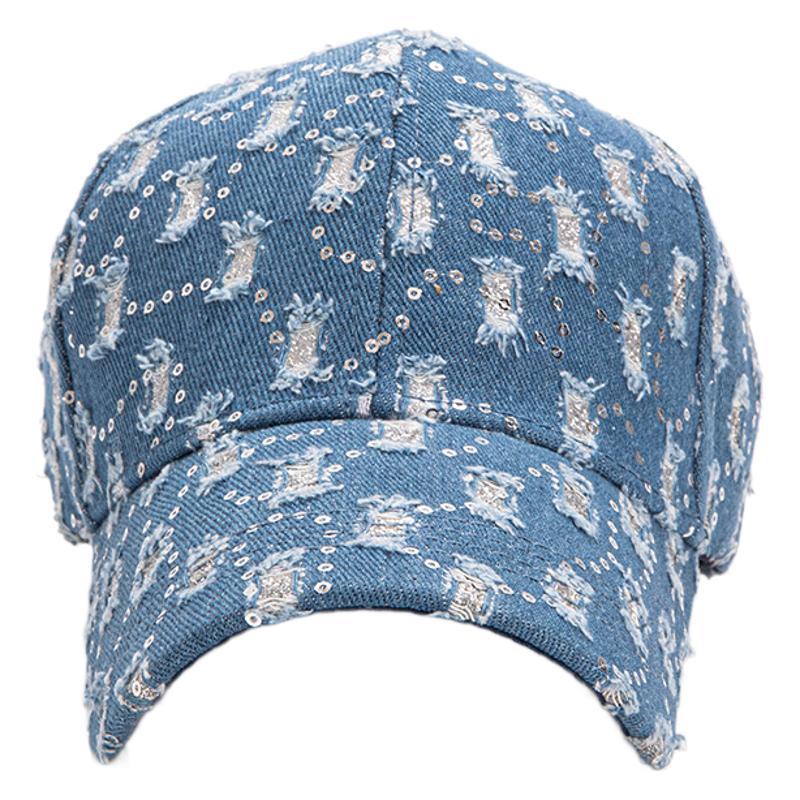 Wholesale Star Sequins Old Women's Cap  Denim Baseball Cap
