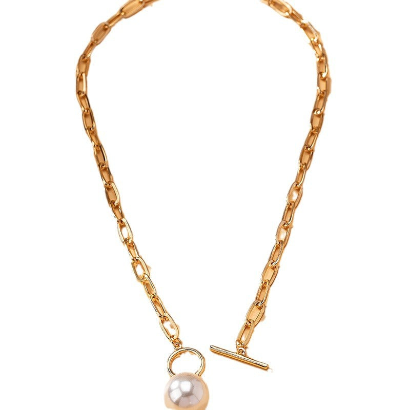 Wholesale  fashion handmade lock pearl pendant necklace