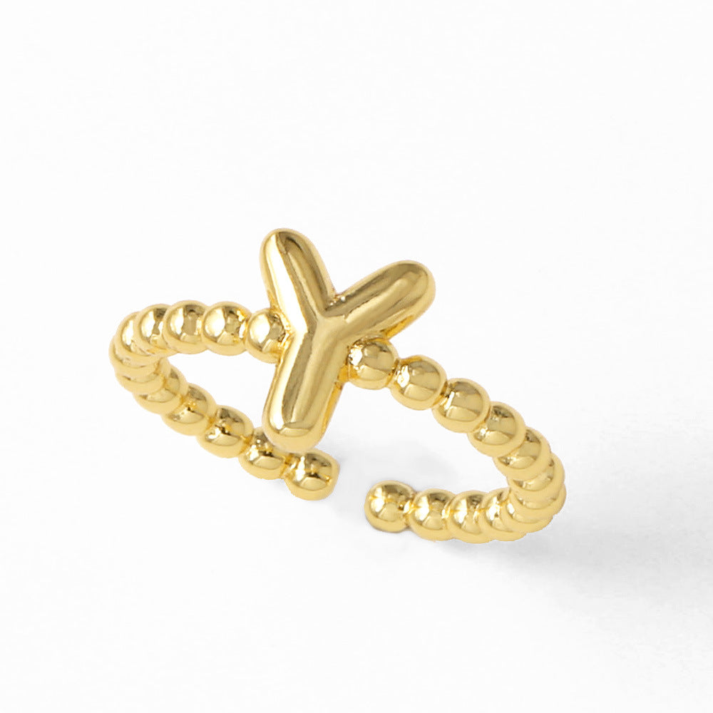Wholesale 26 English letter rings gold-plated open rings