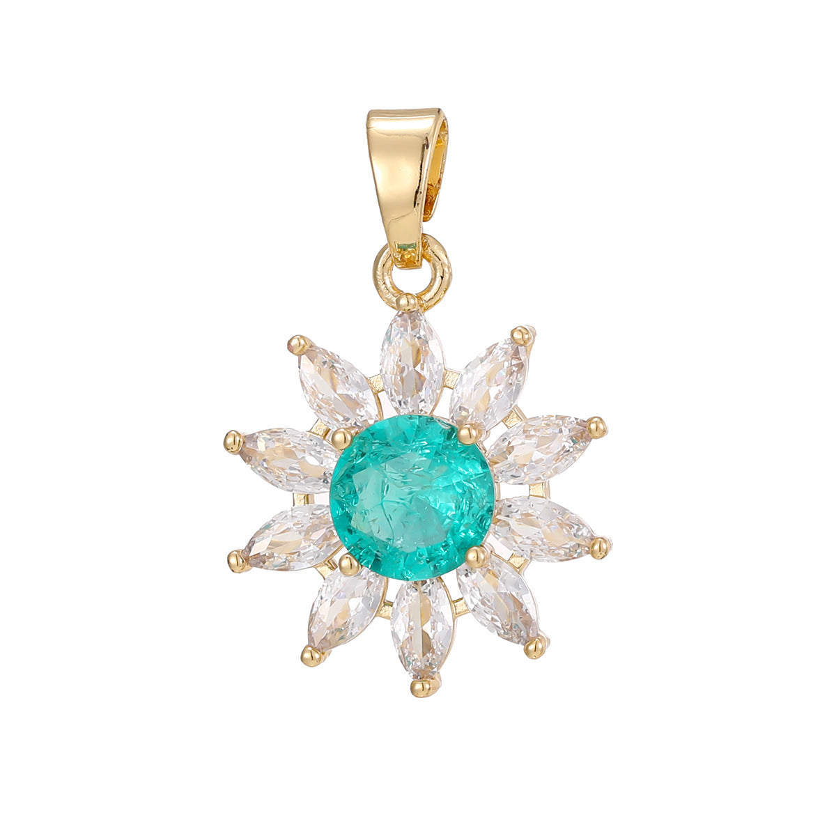 Wholesale Copper Zircon Sunflower Pendant Necklace,  TrendyChic Sunflower Design,  Ideal for Boutique Resale or Everyday Layering Jewelry