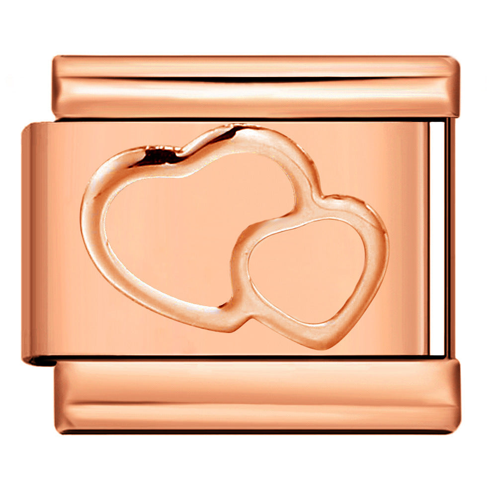 Wholesale Italian Charm Bracelet 9mm DIY Splicing Rose Gold Series Stainless Steel Composable Bracelet