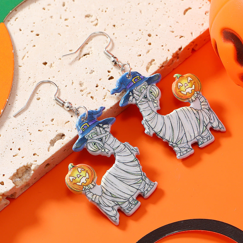 Wholesale Pumpkin Ghost Halloween Party Acrylic Funny Earrings ACC-ES-Haoc002