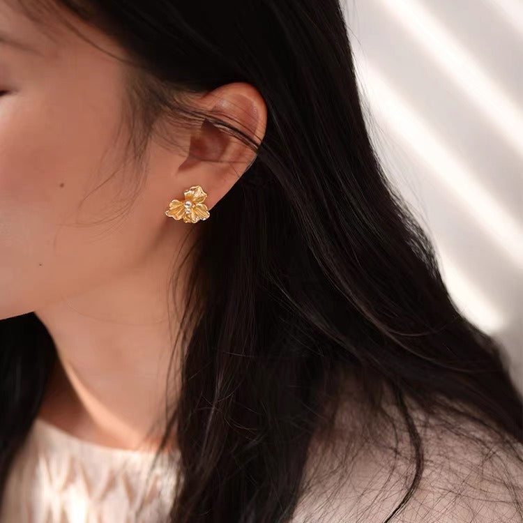 Wholesale s925 silver needle pearl flower versatile earrings for women