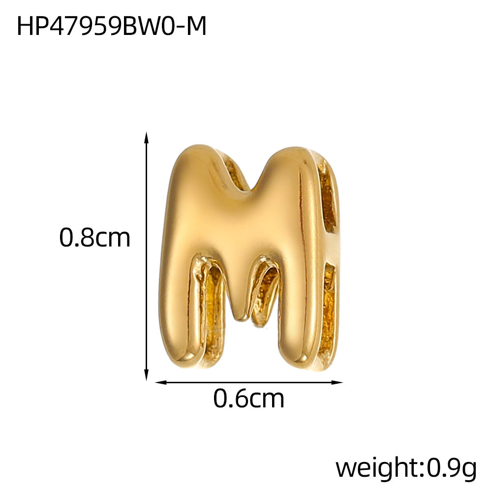 Wholesale Hollow small letters stainless steel plated 18K gold mini pendant