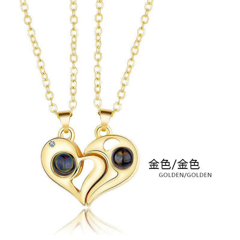Wholesale 2pcs Sun and Moon Magnetic Projection Necklace Alloy Chain Clavicle Chain Choker Necklace ACC-NE-JiuS014