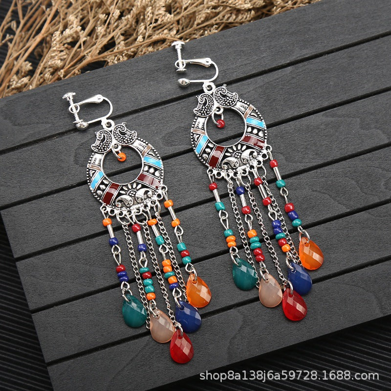 Wholesale alloy ethnic style long earrings