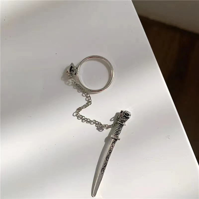 Wholesale  punk style plug-in chain sword ring