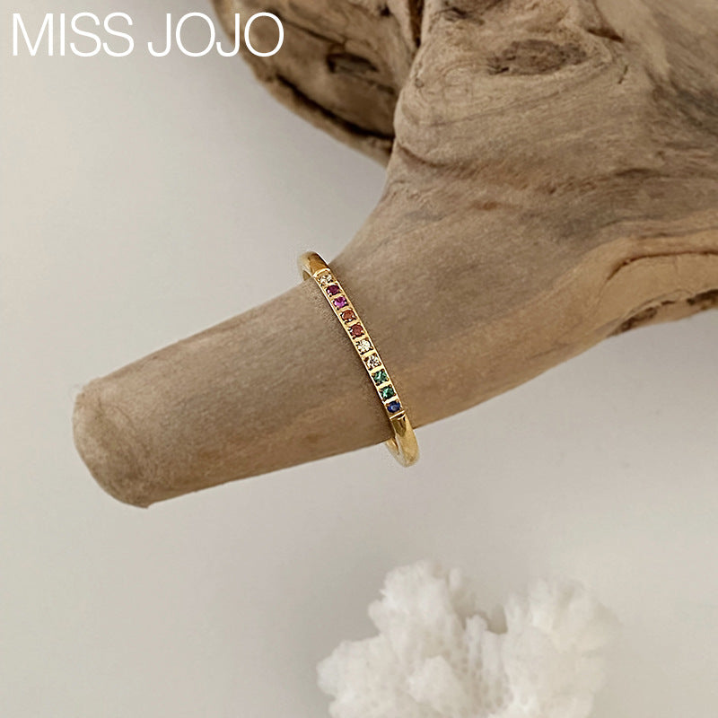 Wholesale Color Zircon Diamond-encrusted Titanium Steel  Adjustable Ring