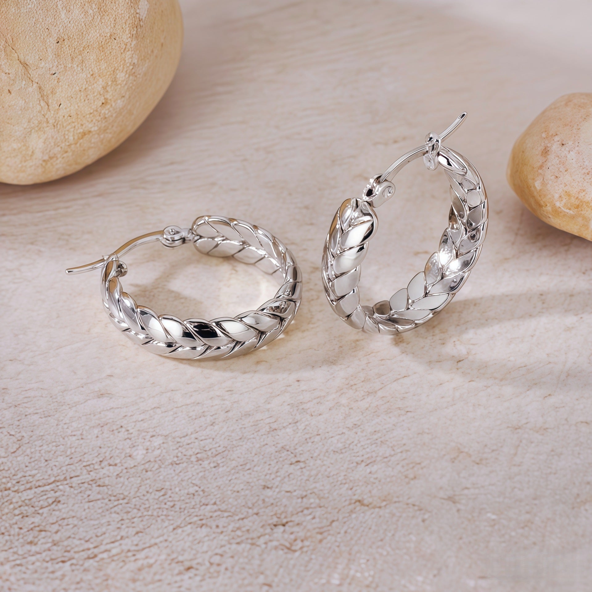 Wholesale Titanium Steel Wheat Ear Earrings