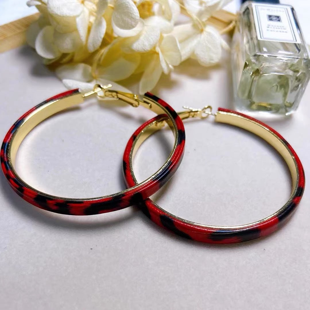 Wholesale Leopard Print Large Circle Leather Earrings