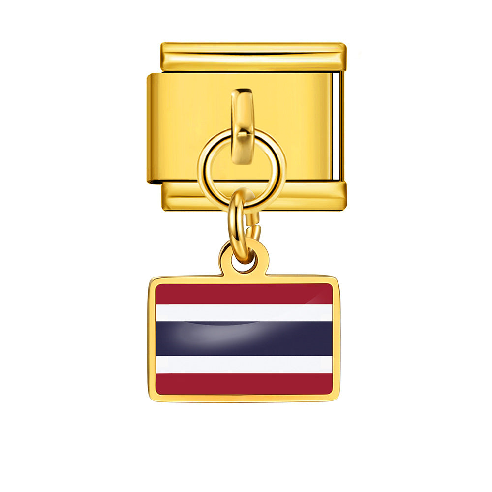 Wholesale World Flag Modular Bracelet Stainless Steel DIY Fashion Accessory