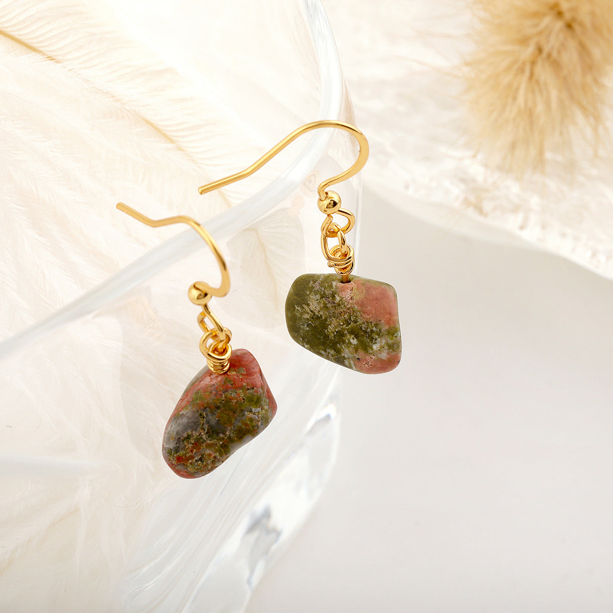 Wholesale A variety of simple natural crystal stone earrings ear jewelry