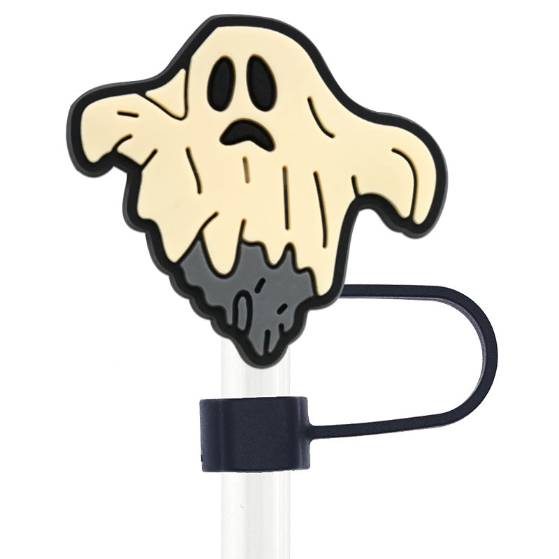 Wholesale Random 100pcs Halloween 10mm PVC Soft Straw Tube Cap ACC-SCR-RYY085