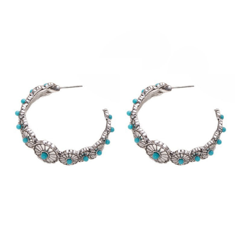 Wholesale Retro Western ethnic style large C-shaped exaggerated earrings