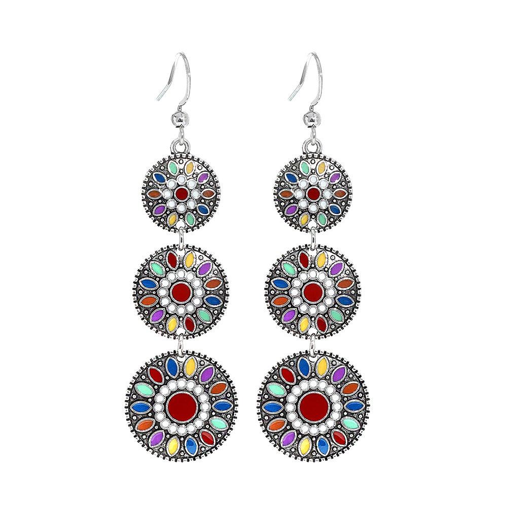 Wholesale Alloy Vintage Flower Earrings Set Bohemian Style Jewelry Accessory