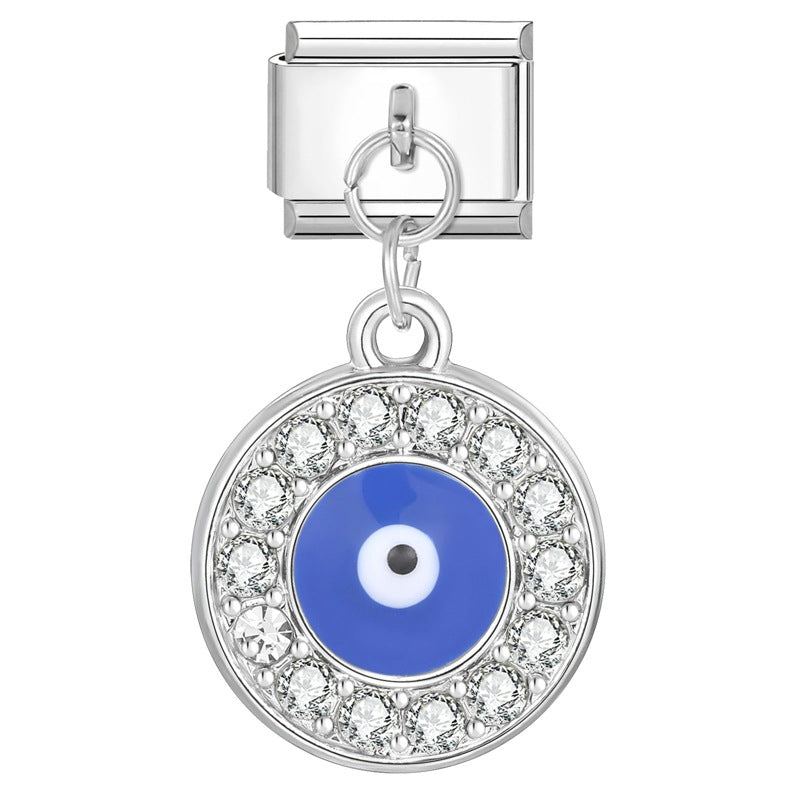 Bracelet de charme italien en gros 9 mm DIY Esplicing Blue Eyes Bracelet composable en acier inoxydable