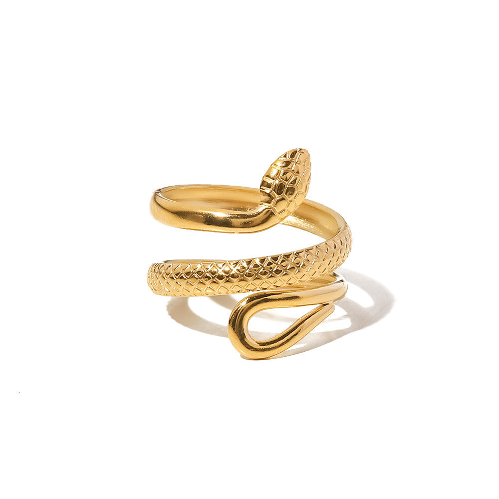 Wholesale Vintage 18K Gold Plated Stainless Steel Snake Rings ACC-RS-WanX007