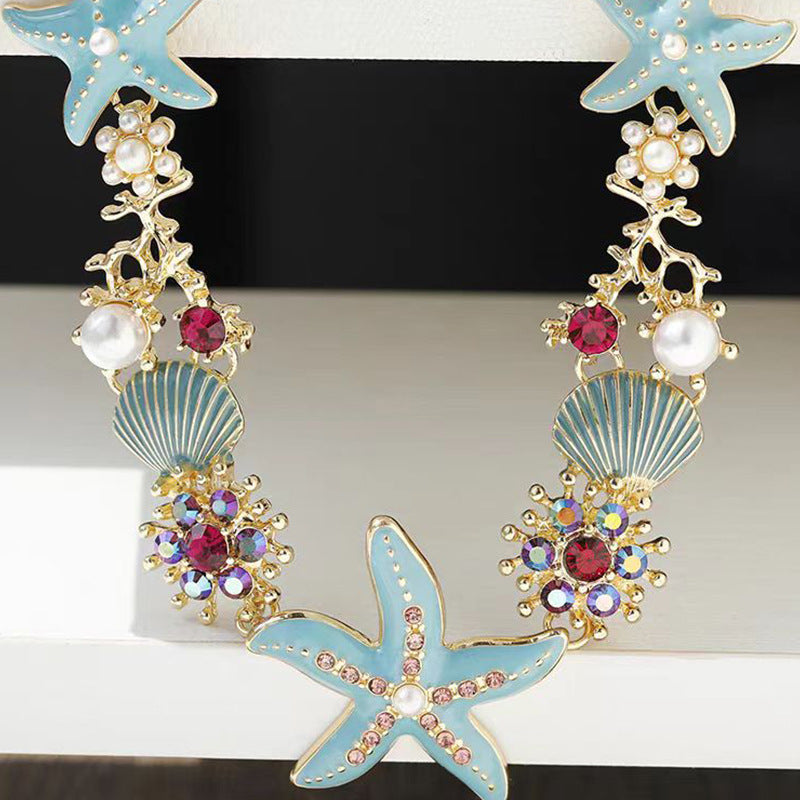 Wholesale Blue starfish shell beach necklace