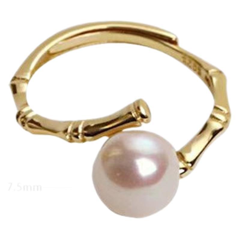 Wholesale S925 sterling silver pearl bamboo light luxury open ring