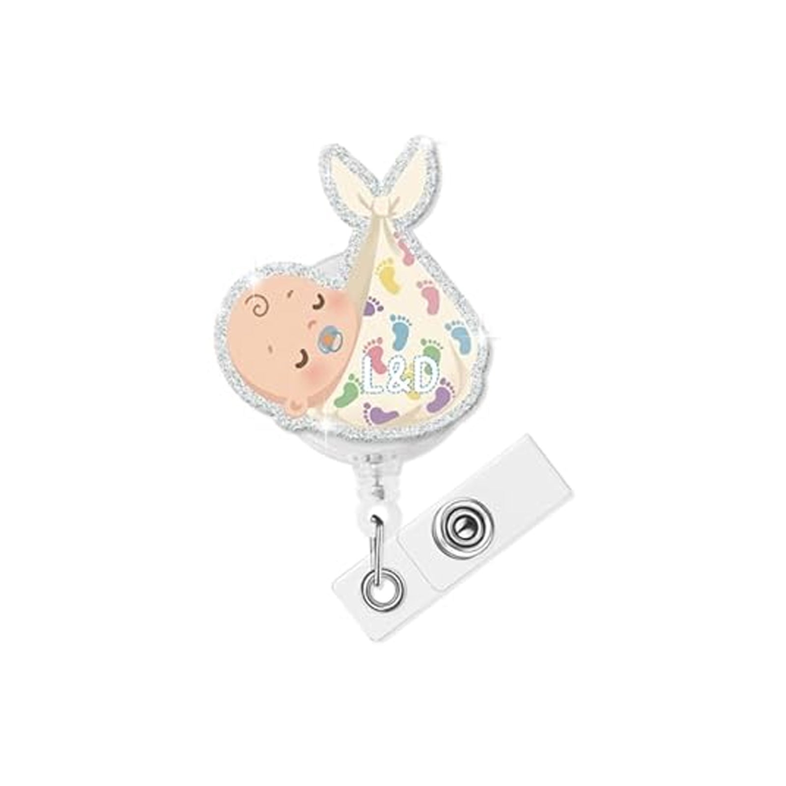 Wholesale Acrylic Retractable Badge Reel Baby Pattern for Nurse ID Card Holder Cute Gift