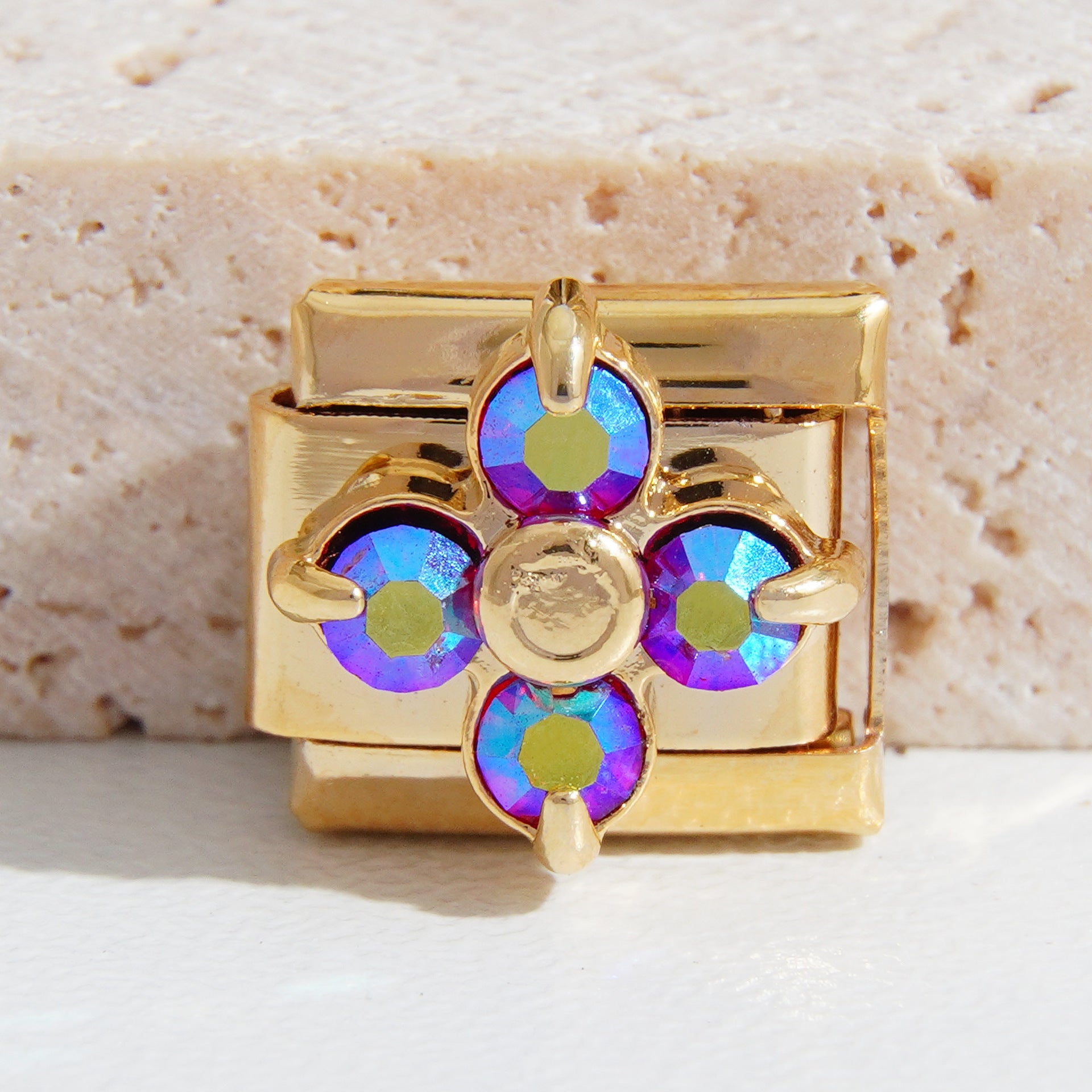 Wholesale Italian Charm Bracelet 9mm DIY Splicing Diamond Four-Leaf Clover Stainless Steel Composable Bracelet