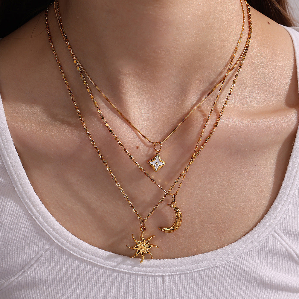 Wholesale wind hot sun moon stainless steel plated 18K gold Charms