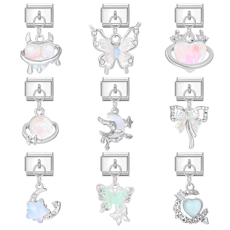 Wholesale Italian Charm Bracelet 9mm DIY Splicing Removable Titanium Steel  Love Bow Composable Bracelet