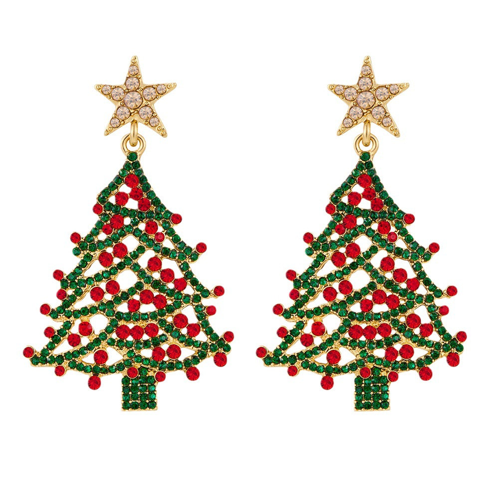 Wholesale Christmas Tree Hollow  Earrings