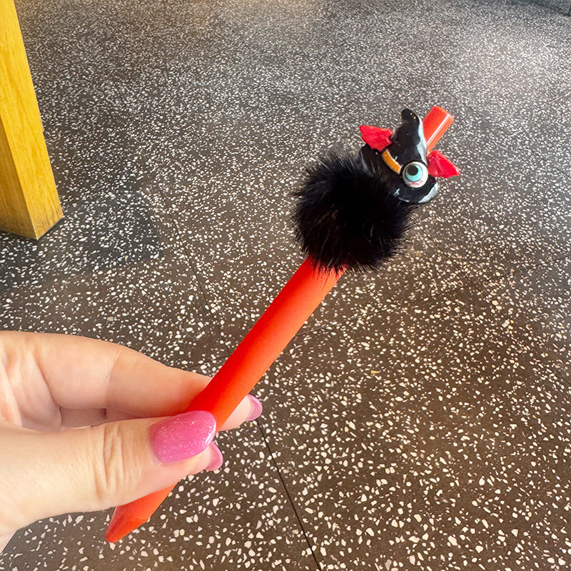 Wholesale Halloween Funny Creative Cartoon Fur Ball Press Ballpoint Pen