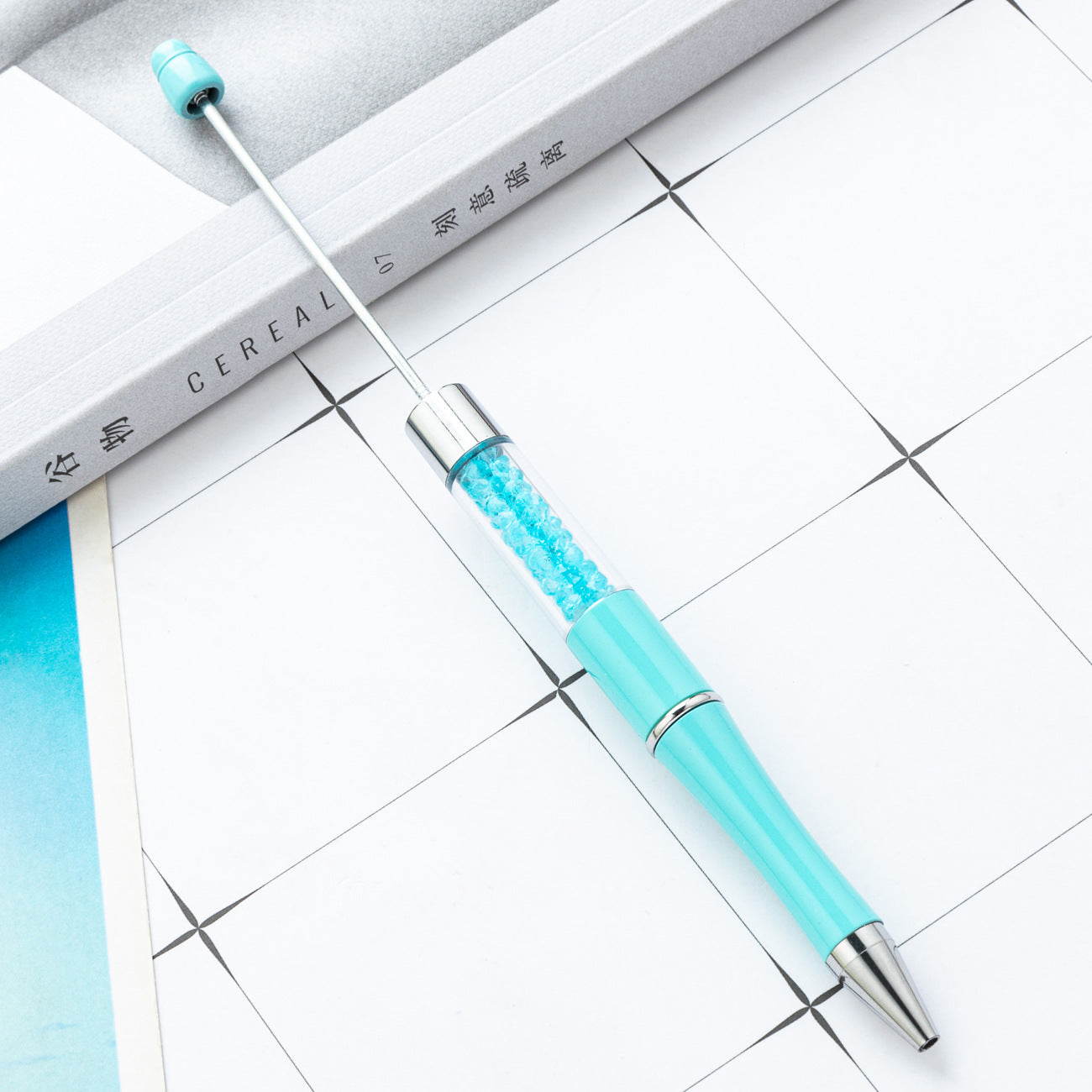 Wholesale DIY Crystal Beadable Pens Multi-Color Rotating Plastic Pen