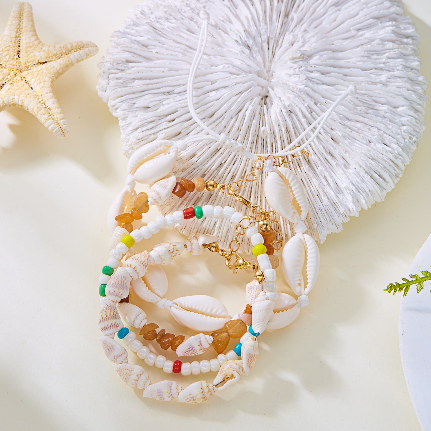 Wholesale  shell bracelet  shell conch gravel rice beads bracelet set
