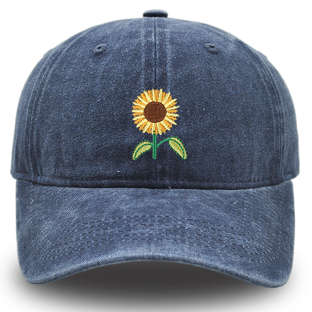 Wholesale Vintage Washed Botanical Sunflower Baseball Cap ACC-HT-HaiPu031