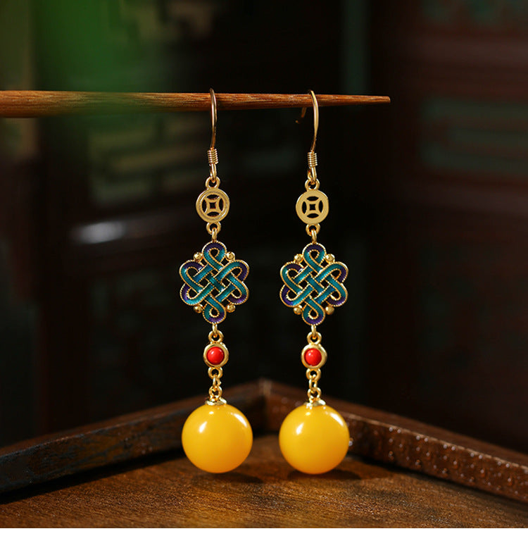Wholesale Chinese Style Antique Jade Earrings - Trendy Fashion Accessory for Party Wear and Gift Boutique