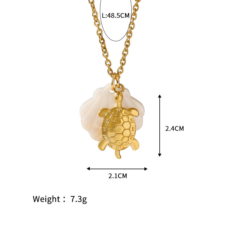 Wholesale Stainless steel  beach starfish necklace summer style conch pendant shell diy necklace