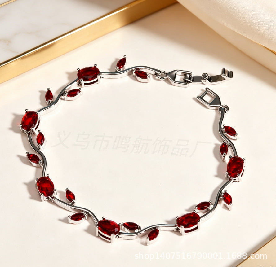 Wholesale Trendy Leaf Design Rhinestone Bracelet,  Fashion Accessory for Everyday Wear or Boutique Resale