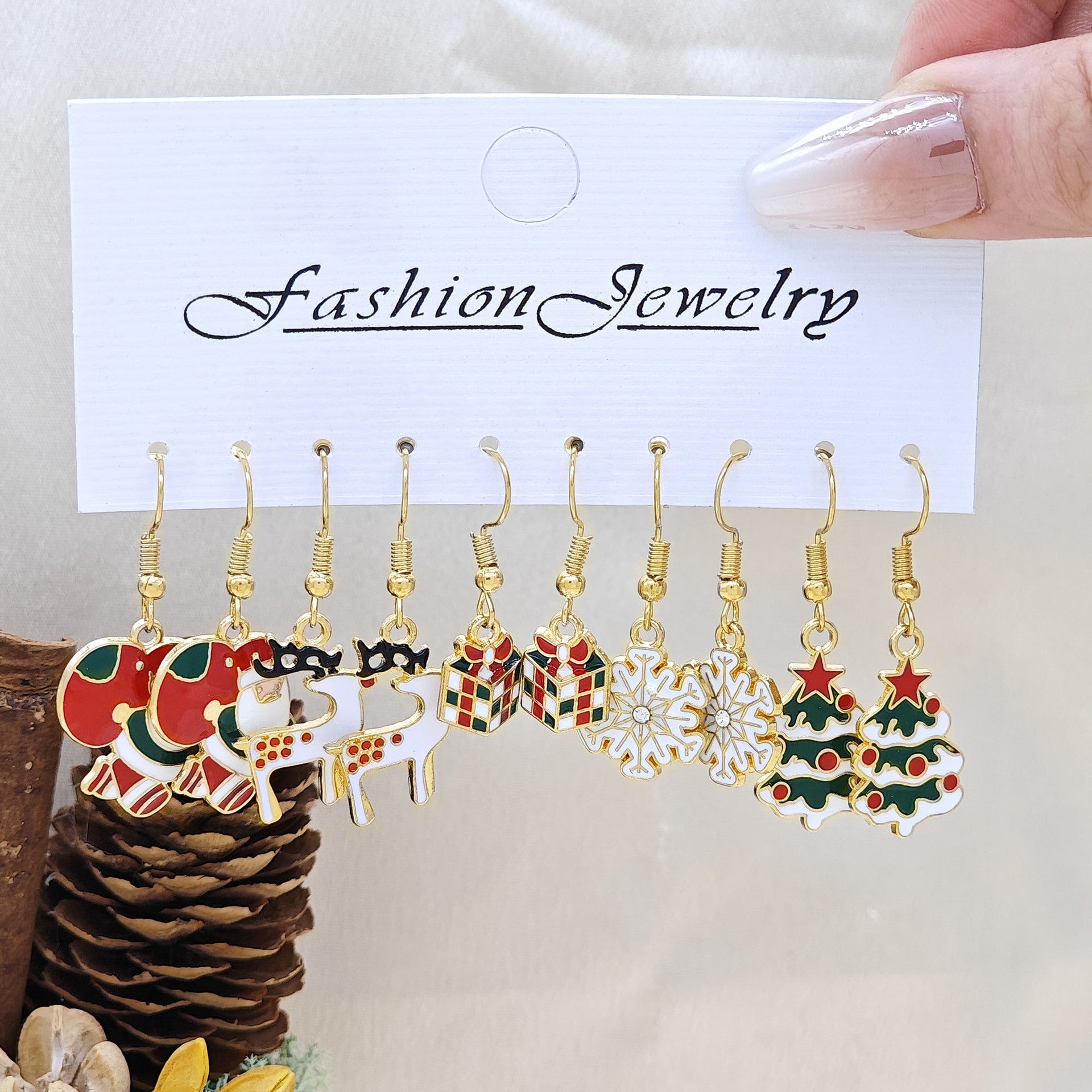 Wholesale Christmas Earrings Set Santa Claus Snowman Snowflake Elk Christmas Tree Earrings ACC-ES-TianShe003