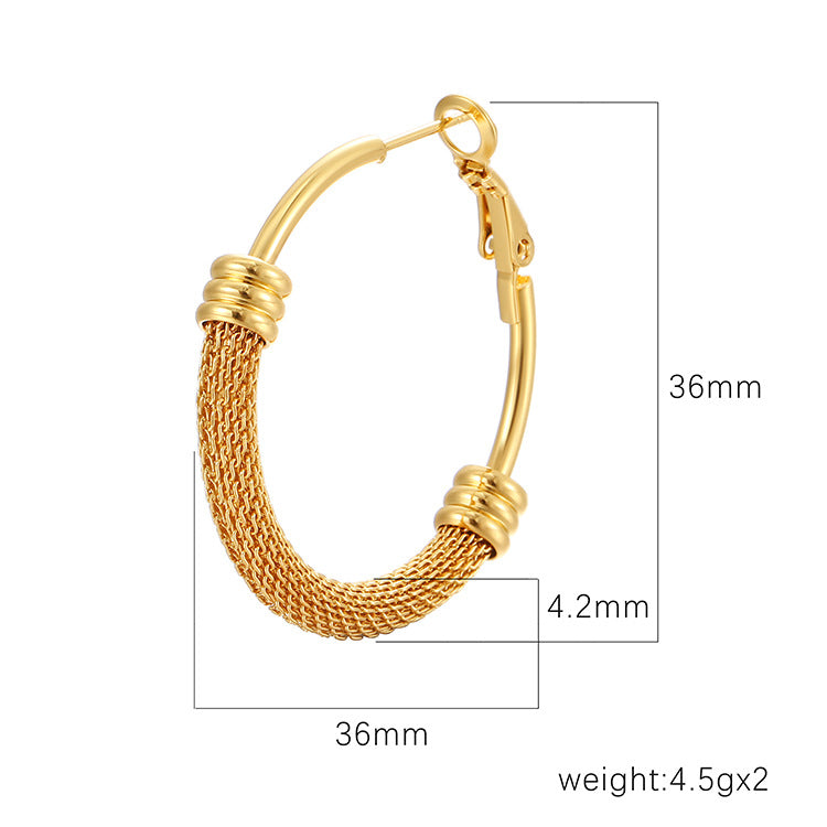 Wholesale Stainless Steel Gold-Tone Mesh Chain Twist Earrings for Everyday Wear