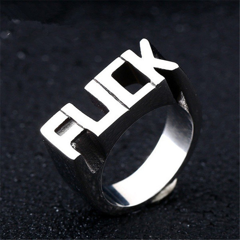 Wholesale retro silver-plated letter ring