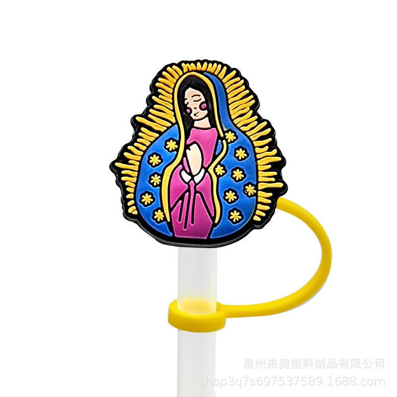 Wholesale 10PCS 7-8mm Cartoon Beverage Silicone Straw Tube Cap