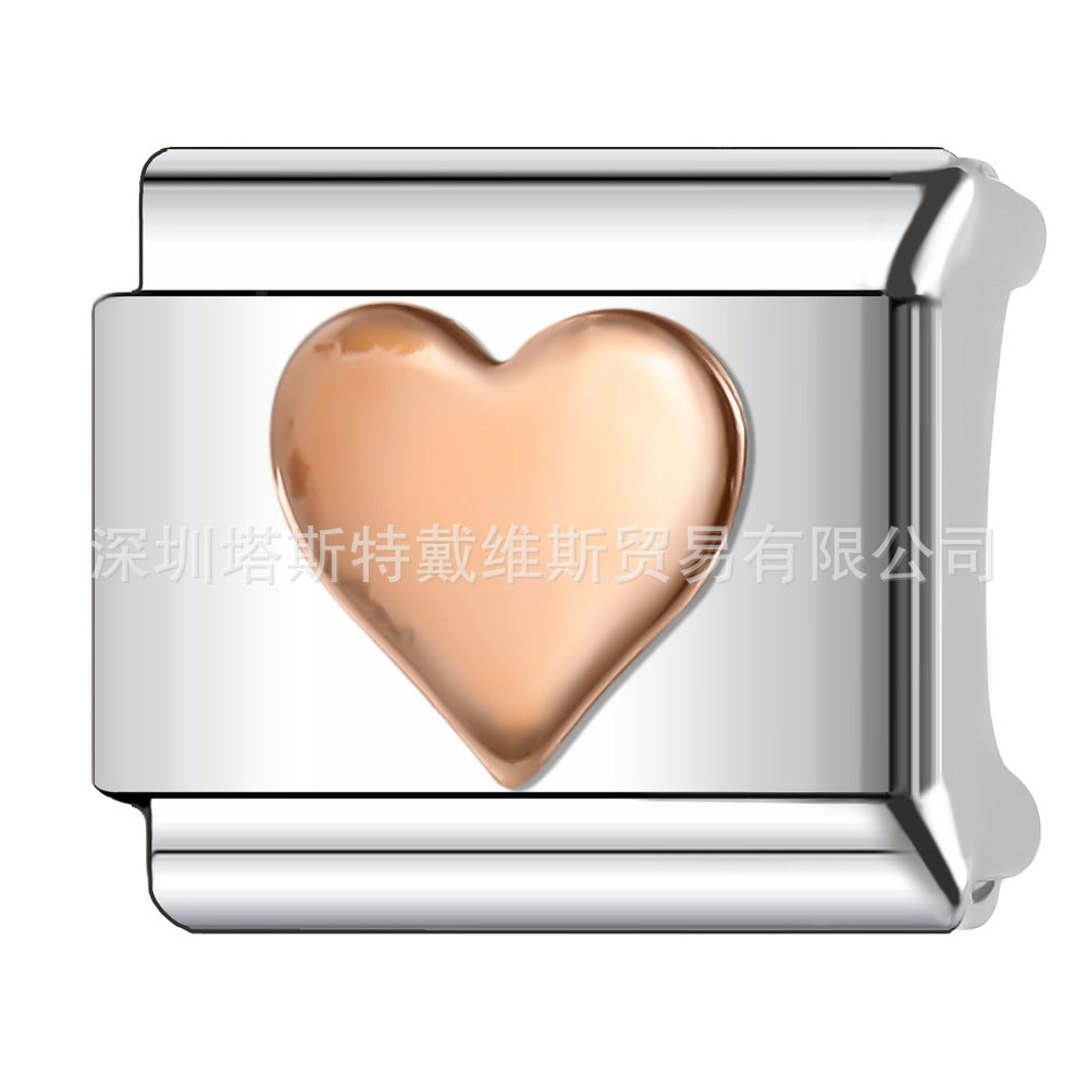 Wholesale  Italian Charm Bracelet 9mm DIY Rose Gold Series Creative Stainless Steel Composable Bracelet