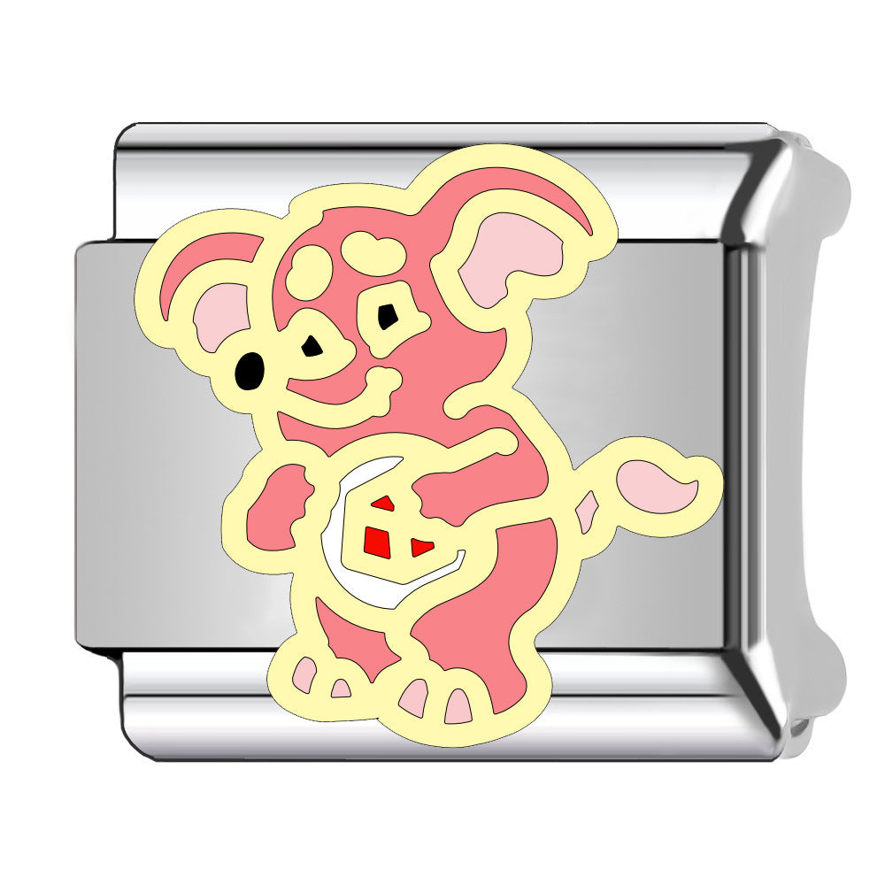 Wholesale Italian Charm Bracelet 9mm DIY Cartoon bear   Creative Stainless Steel Composable Bracelet