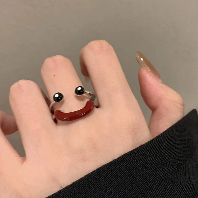 Wholesale Ugly Cute Funny  Oil Dropping Smiley Face Ring