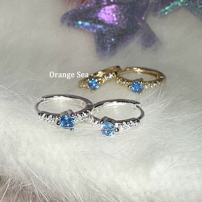 Wholesale titanium steel navy blue and white earrings