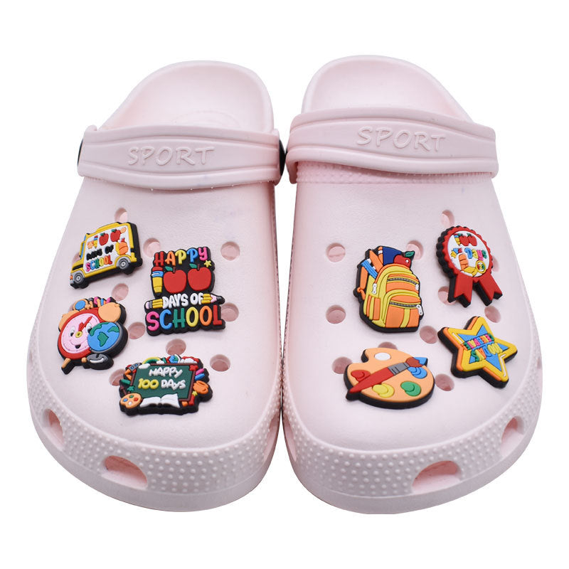 Wholesale Random 100pcs PVC Soft Rubber Perforated Shoes for The Start of The School Season, DIY Decoration ACC-SC-RYY008