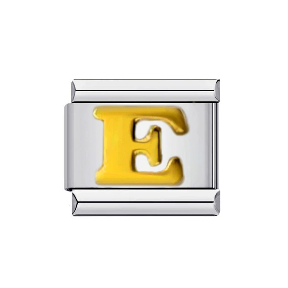 Wholesale Italian Charm Bracelet 9mm DIY Splicing Removable Gold Plated English Letters Stainless Steel Composable Bracelet