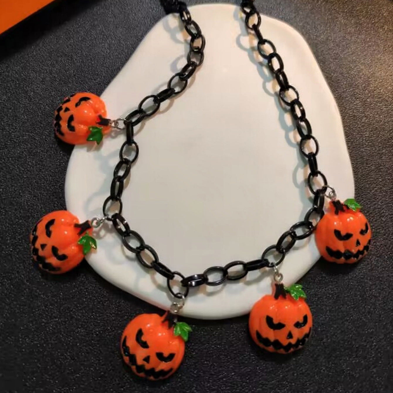 Wholesale Halloween Series Cute Pumpkin Pendant Metal Necklaces ACC-NE-JunJie008